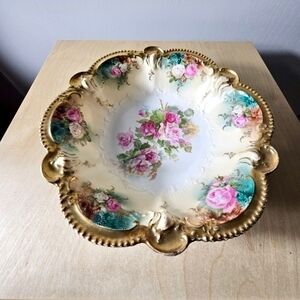 RS Prussia Red Mark large Serving Bowl Pattern Roses